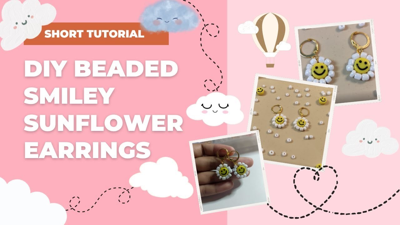 How to make DIY beaded earrings ???? | Short Tutorial | Smiley Sunflower Earrings ????