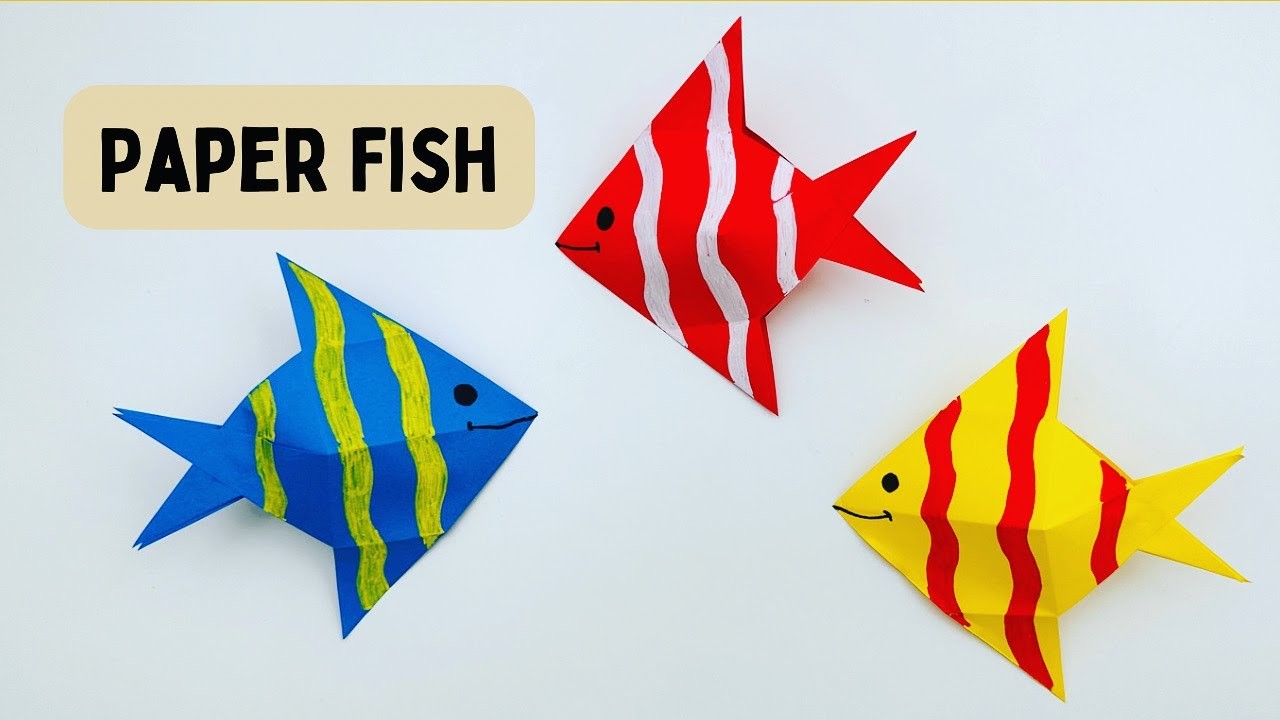 How To Make Easy Origami Paper Fish For Kids. Nursery Craft Ideas. Paper Craft Easy. KIDS crafts
