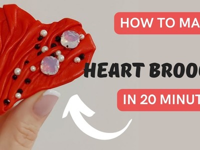 How to make heart brooch from lether and embroidery. Valentine gift in 20 minutes!