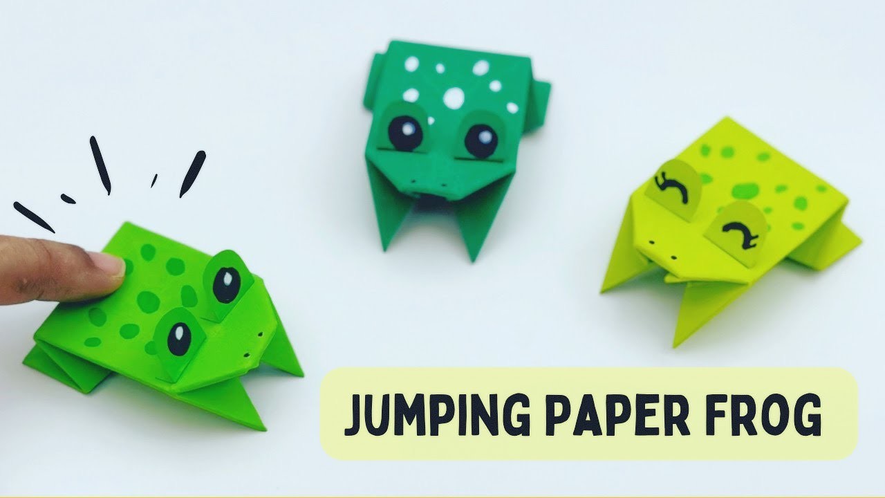 How To Make Jumping Paper Frog Toy For Kids. Moving Paper Toys. Paper Craft Easy. KIDS  crafts