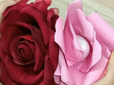 How to make Realistic | Easy paper Roses flower DIY | Rose flower making