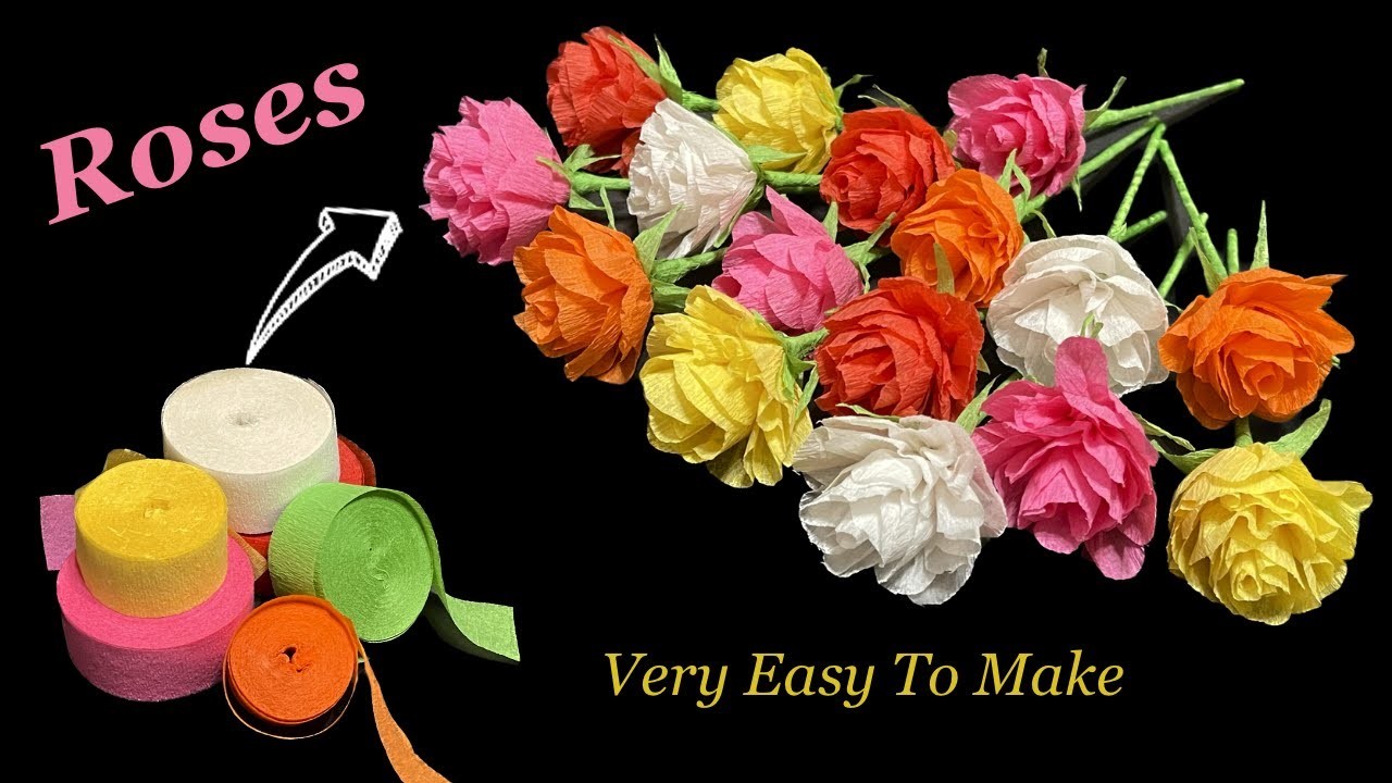 How To Make Roses With Crepe Paper Streamers | DIY Paper Roses @ArtWini