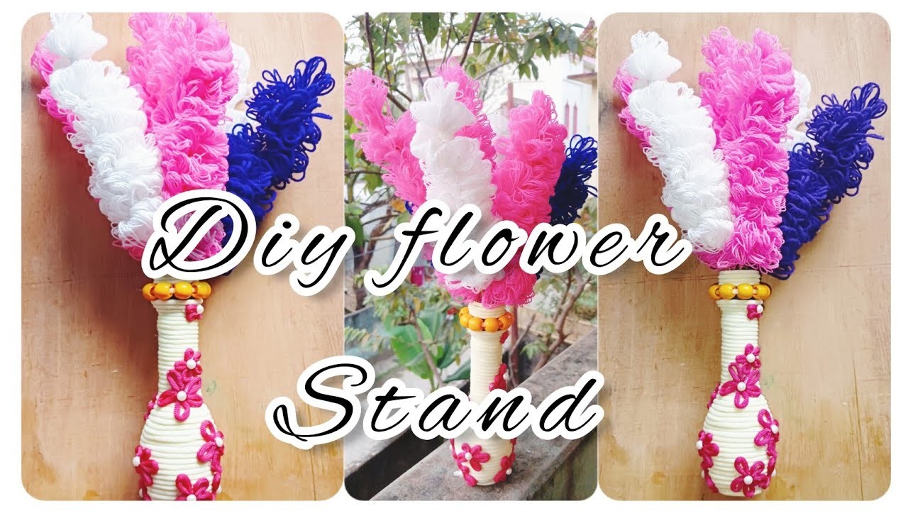 Macrame Flower Stand With Woolen Flowers|| Wool Se Flowers Kaise Banaye