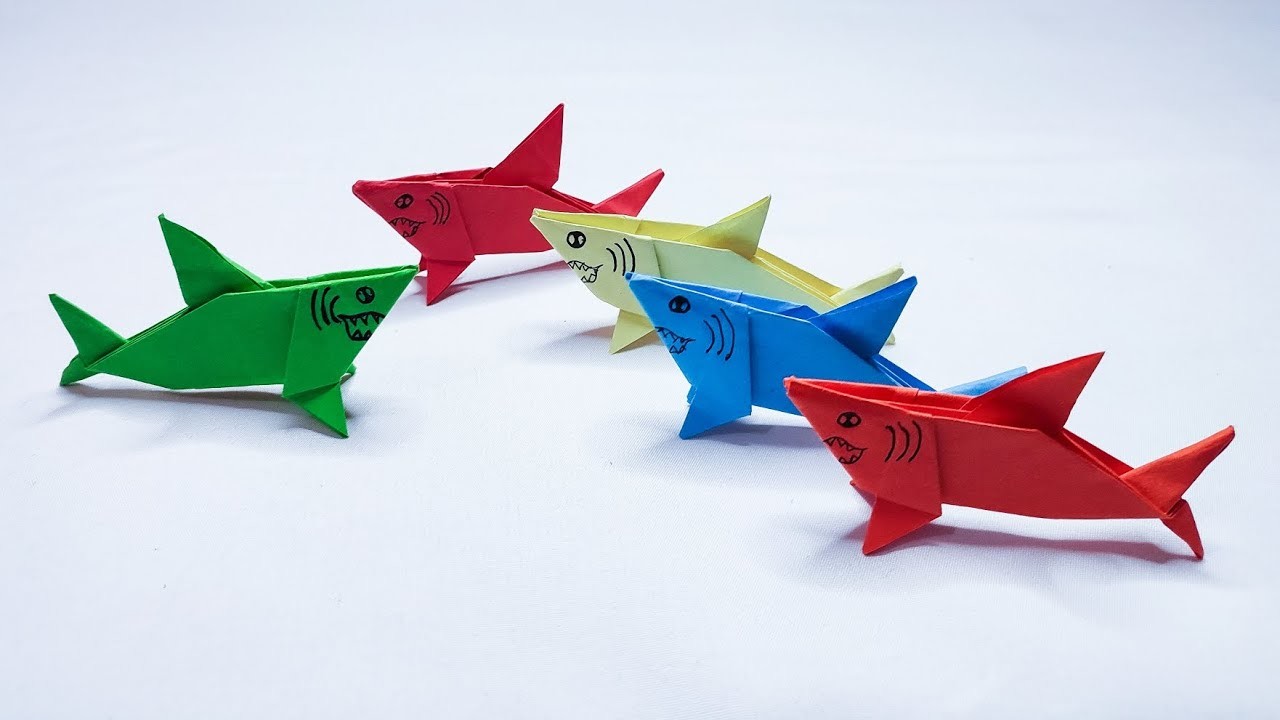 Origami Fish | Very easy ! how to make paper shark #diy #origami #fish #paperfish #shark #papercraft