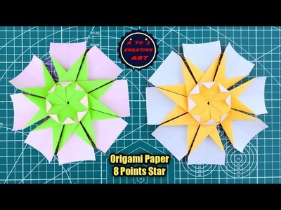 Origami Paper 8 Points Star Making For Kids. DIY Origami Paper Star. Paper Star@ATOZCREATIVEART