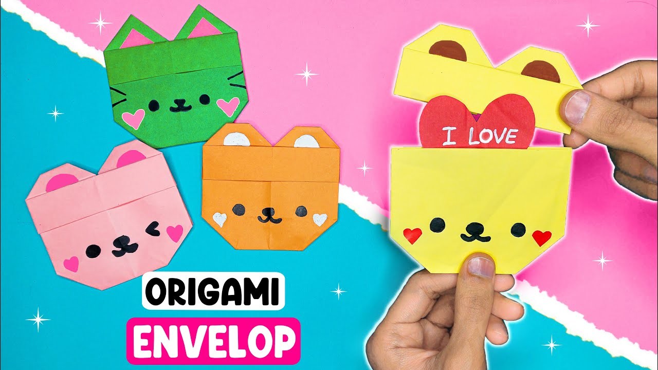 Origami Paper Cat and Bear | How to Make a Paper envelope | DIY Paper envelope