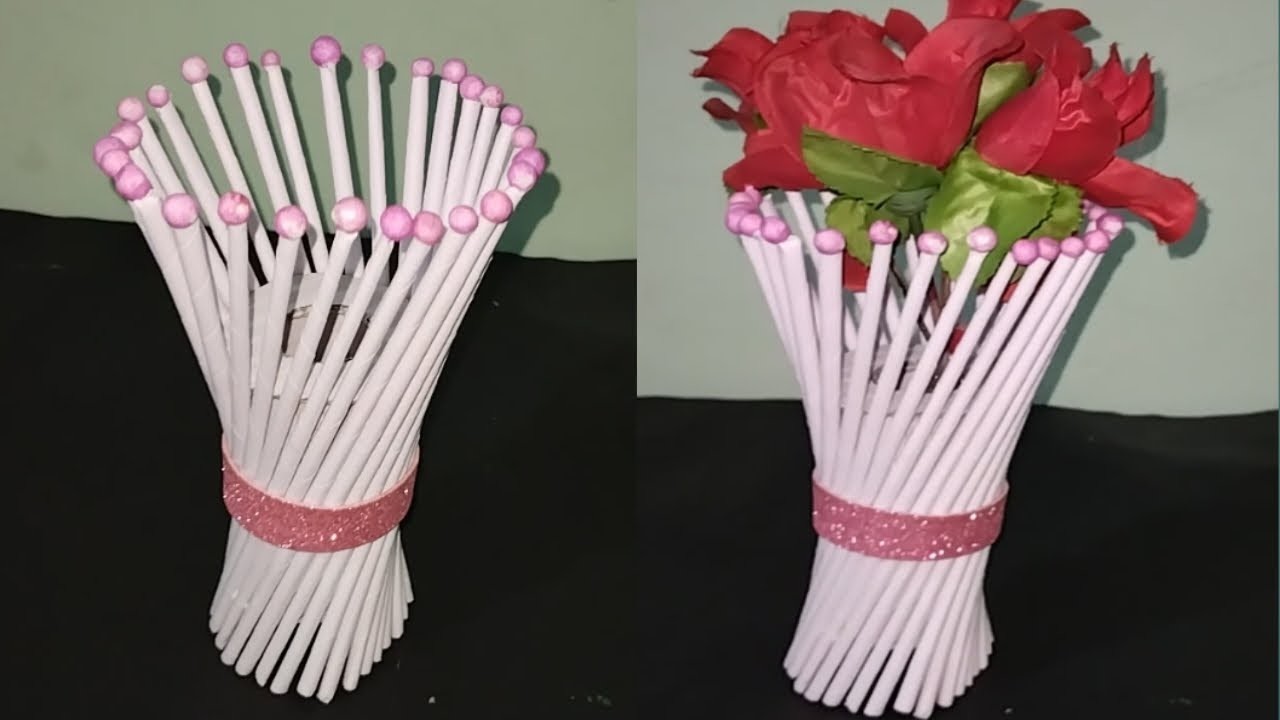 Paper Flower Vase Making.Paper Flower BOUQUET. DIY Flower Vase. Paper Flower Pot. Gift Ideas