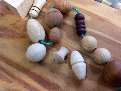 Richard Raffan turning beads-for-beginners from scrap wood.