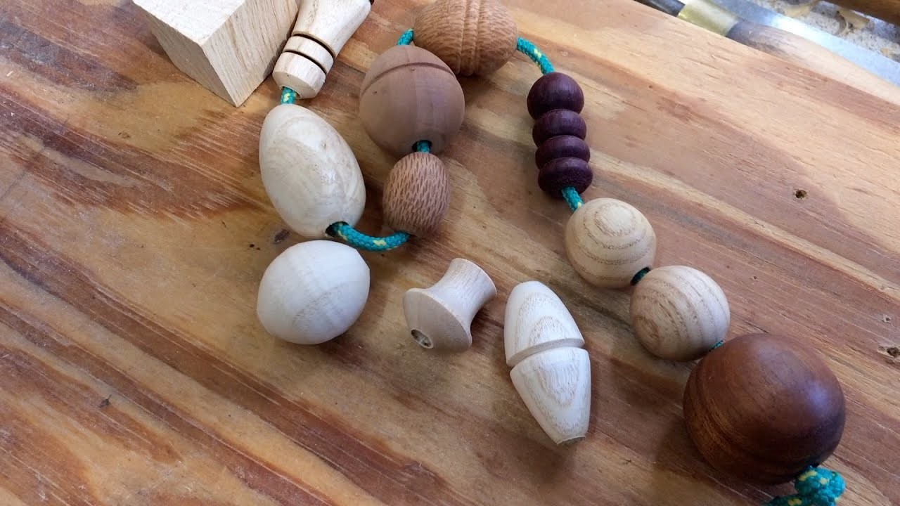 Richard Raffan turning beads-for-beginners from scrap wood.