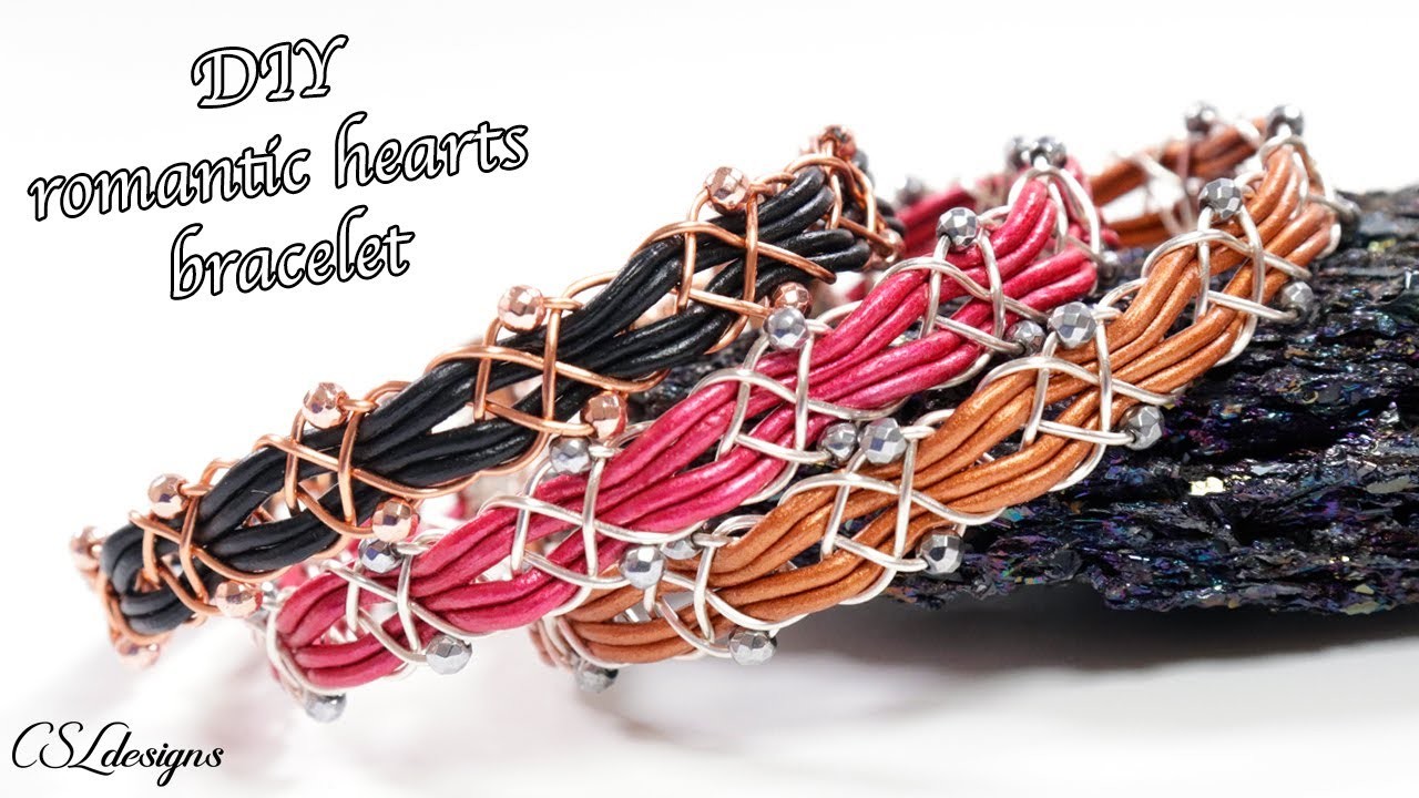 Romantic hearts braided wirework bracelet tutorial ????