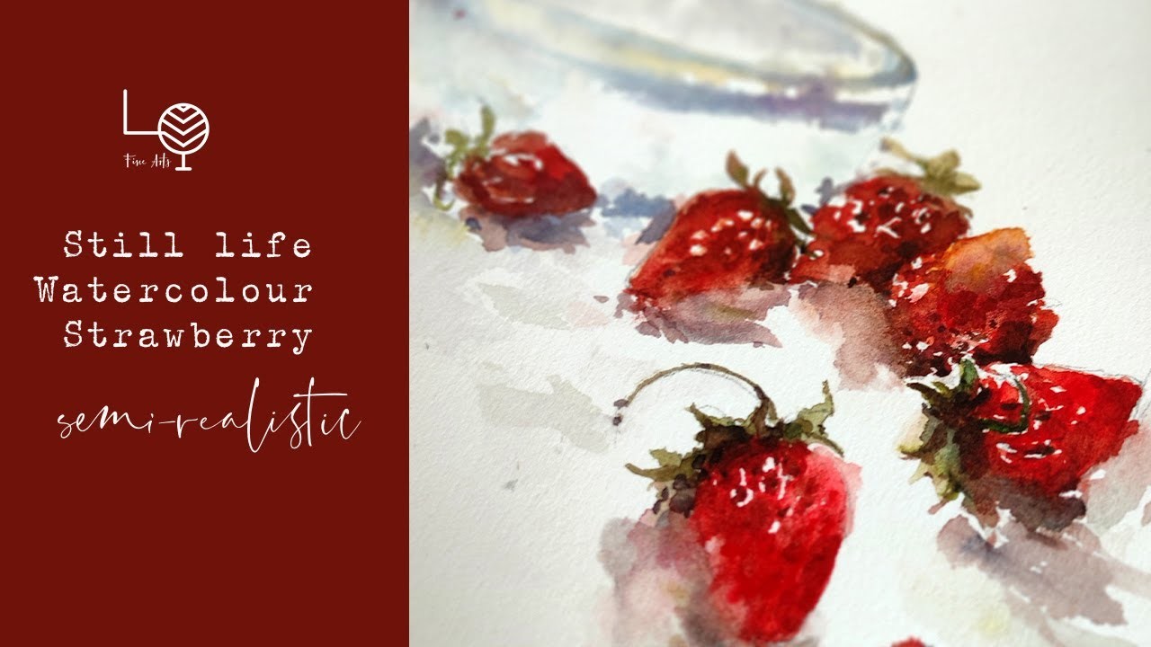 Semi-realistic Strawberry Watercolour Painting Tutorial #watercolorpainting #strawberries